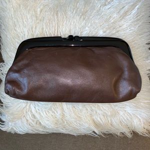 Vintage leather lucite clutch